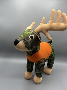Mossy Oak Camouflage Deer Plush Stuffed Toy Hunting Vest 16" From Top Of Antlers